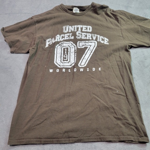 Delta Pro‎ Weight UPS United Parcel Service 07 Worldwide Brown Graphic T-Shirt L